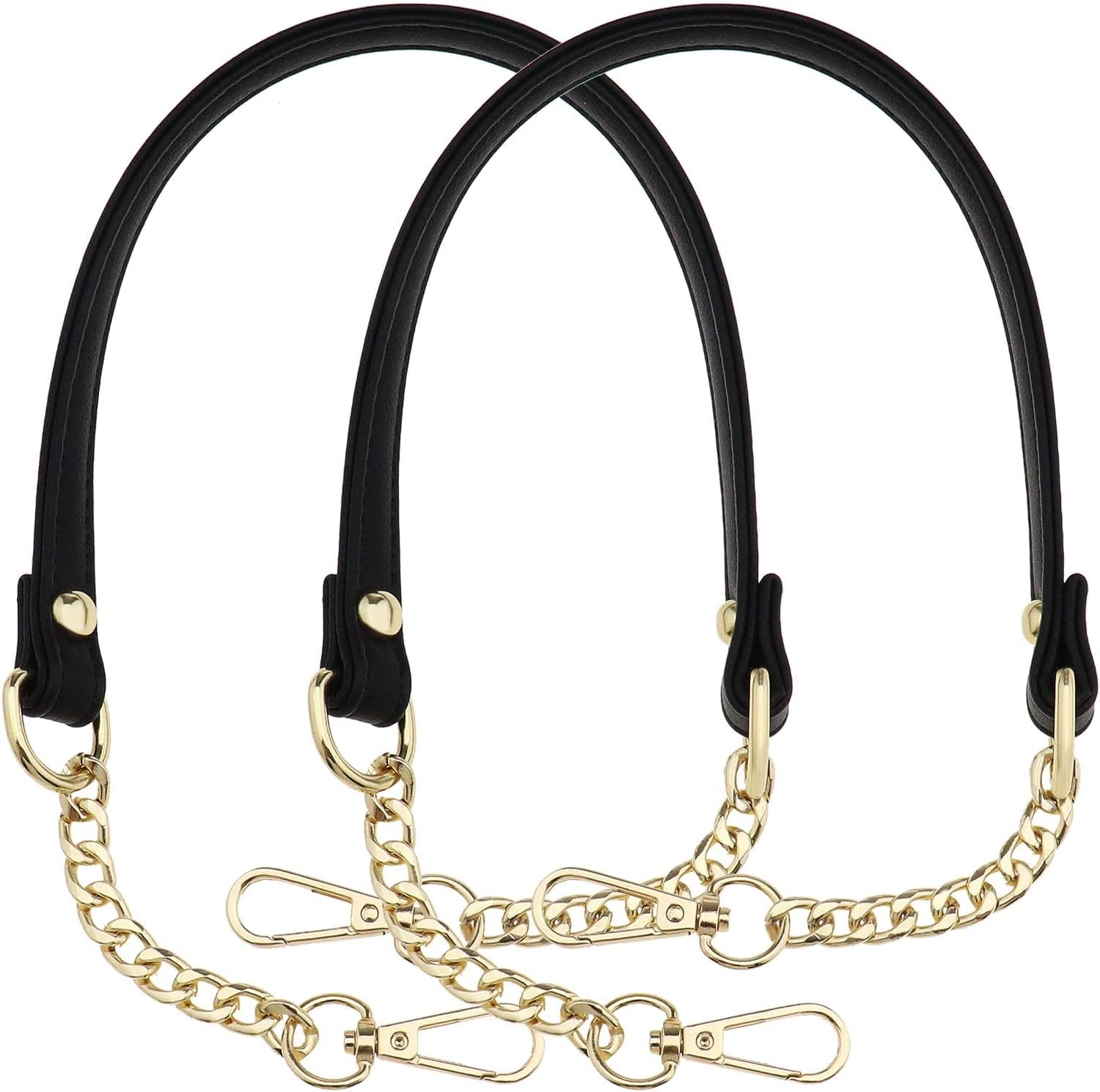 Emsea 2Pcs Replacement Handbag Chain Strap with Buckles for Handbag Crossbody Bag Shoulder Bag Decoration Chain Charms Bag Accessories PU Metal 120Cm Black Gold