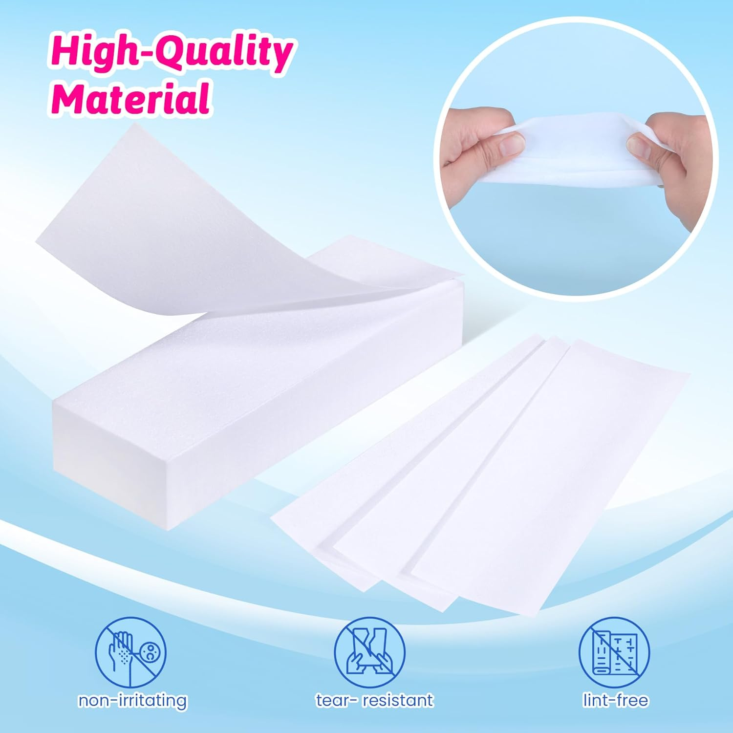 100 Pieces Large Non-Woven Wax Strips for Body and Facial Hair Removal, 3 Inches X 9 Inches Salon Quality Epilating Strips
