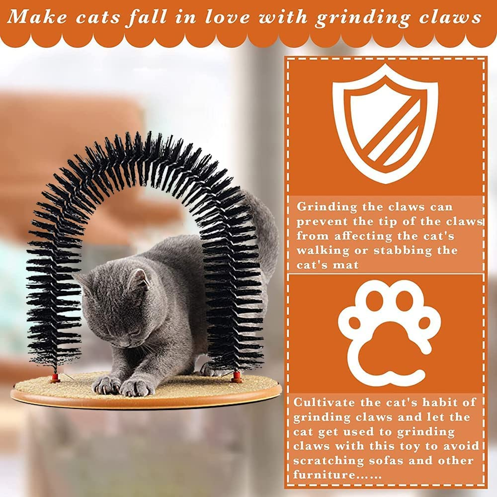 Self Grooming Cat Arch, Scratcher Toys, Brush for Grooming with Scratch Pad and Catnip, Brush for Shedding, Scratching Post, Interactive Toys image number 1