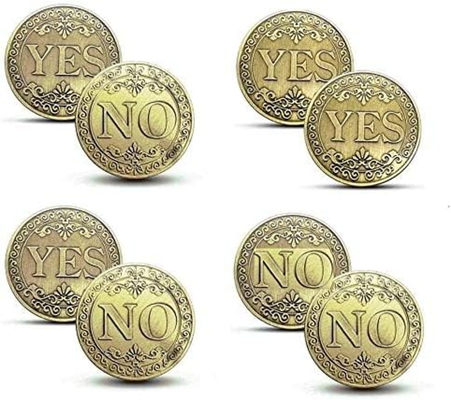 Never Lose! (4 PCS) Yes No Coins Flipping Challenge Coin, Souvenir Commemorative Coins Collection, Double-Yes / Double-No / Normal YES or NO image number 3