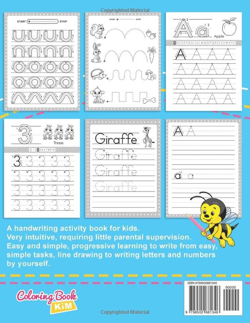 ABC Letter Tracing Practice Workbook for Kids: Learning to Write Alphabet, Numbers and Line Tracing. Handwriting Activity Book for Preschoolers, Kindergartens.