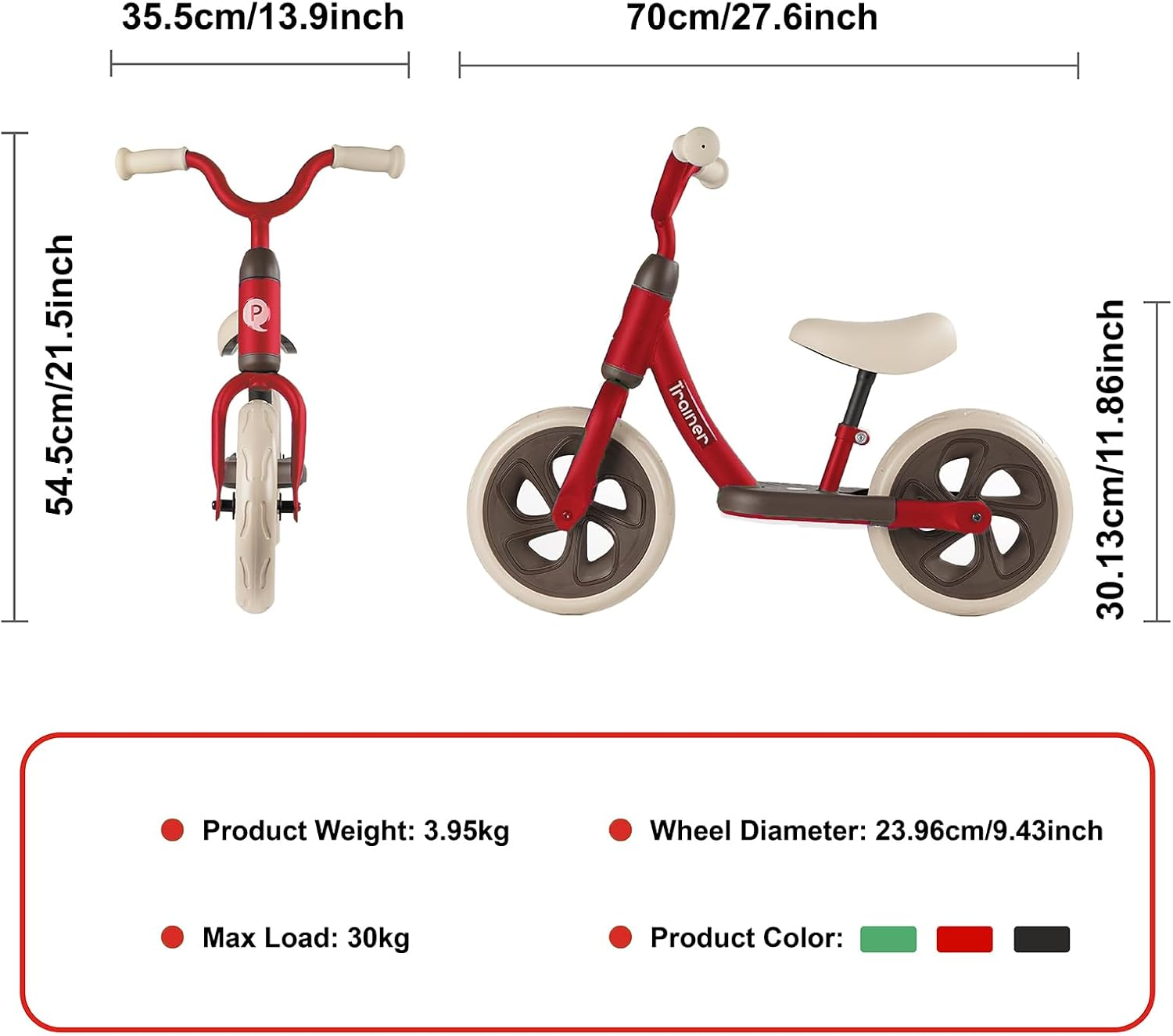 Qplay Toddler Balance Bike for 2 to 4 Year Old,10" Kids Balance Bikes with Footrest & Adjustable Seat &ndash; Toddler Gifts Bike for Boys Girls Push Bike Training Balancing Bicycle Easy Assembly - Red image number 1