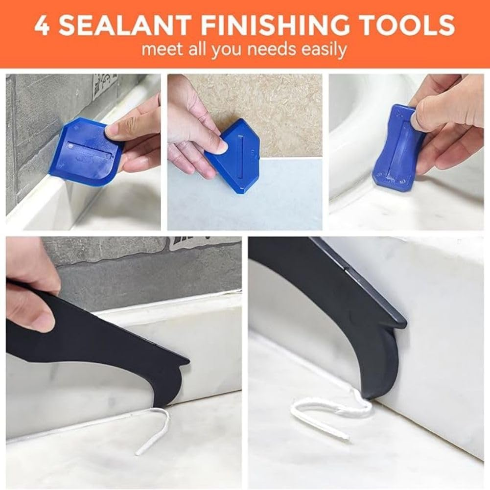 Silicone Caulking Tools(Stainless Steelhead) Grout Removal Tool Grout Remove Scraper,Silicone Caulking Tool Kit，Caulk Remover for Kitchen Bathroom Window Joint
