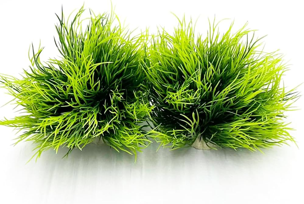 Smoothedo-Pets Aquarium Plants Fish Tank Decorations 2Pcs Small Size/3.5Inch Ornament Plastic Artificial Plant Goldfish Waterscape Fish Hides Mini Grass Set (2Pcs/Green) image number 4