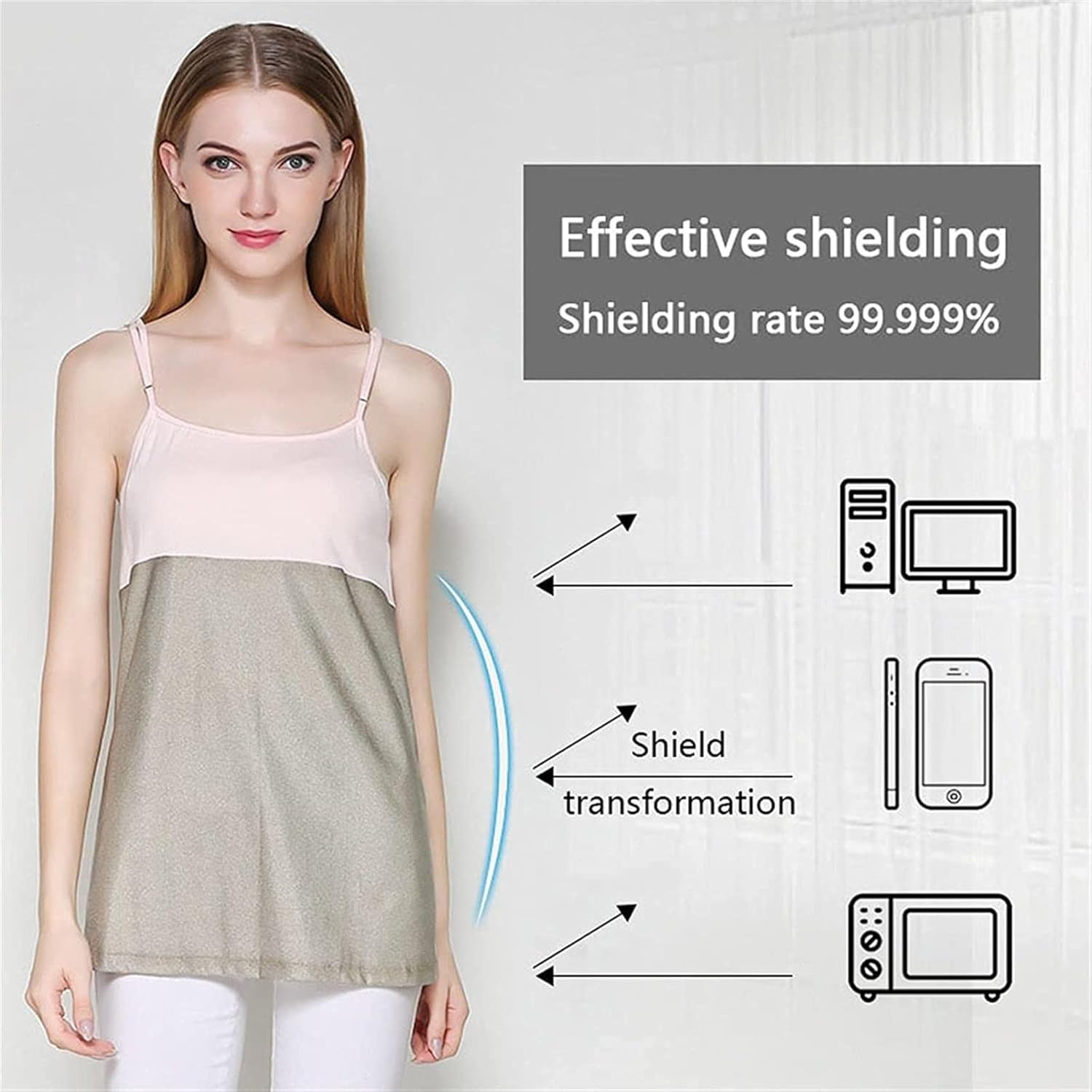 Maternity Wear, Shielding Radiation Suit anti Electromagnetic Household Appliances Pregnancy Protection Apron Clothes(Beige,Xxlarge) image number 3