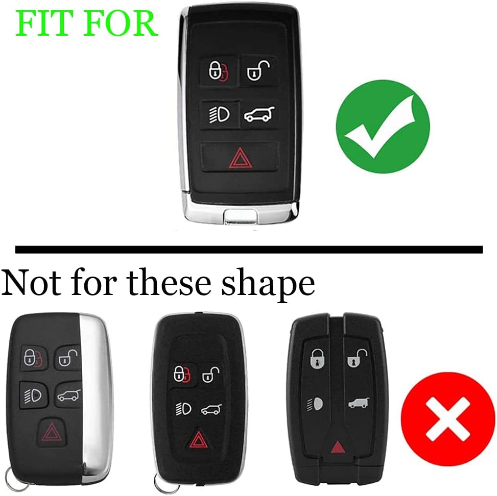 Ontto Key Fob Cover for 2018 2019 Land Rover Range Rover,With Keychain,Full Protection,Carbon Fiber Pattern Soft TPU Rubber Key Case Holder Silver image number 5