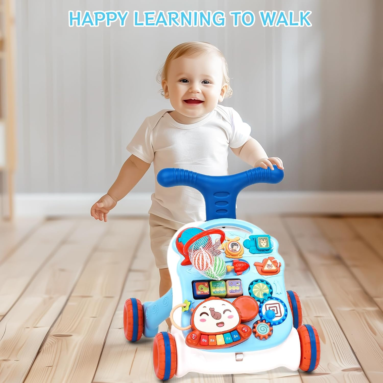 Advwin 3 in 1 Baby Walker,Activity Center for Kids Learning to Walker Sit to Stand, Early Educational Push Walking Toy with Music Panel for Infant Toddler 12+ Months image number 5