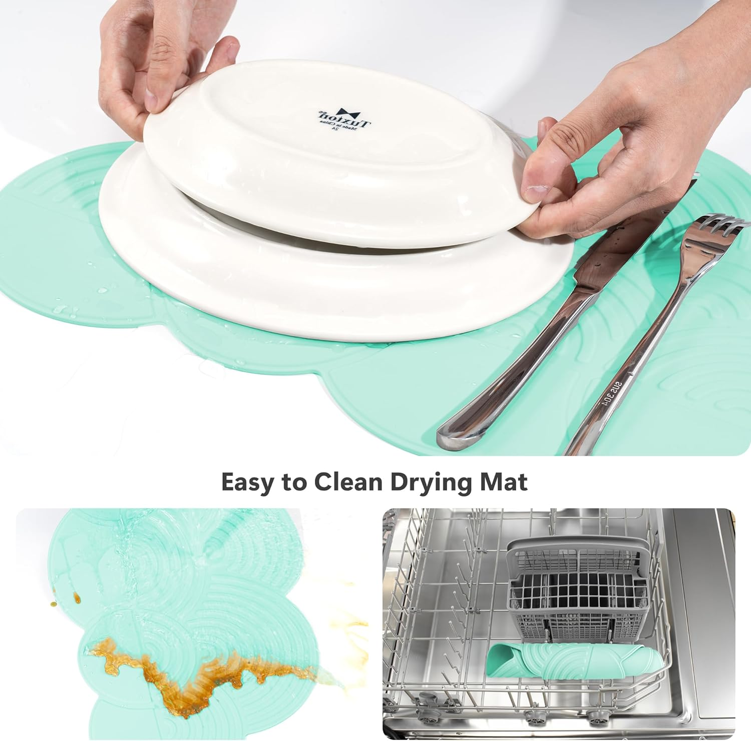 Li&Zhao Dish Drying Mats for Kitchen Counter - Dish Mat Drying Kitchen Mat Silicone Drying Mat Silicone Mats Dish Rack Mat Dish Drainer Mat