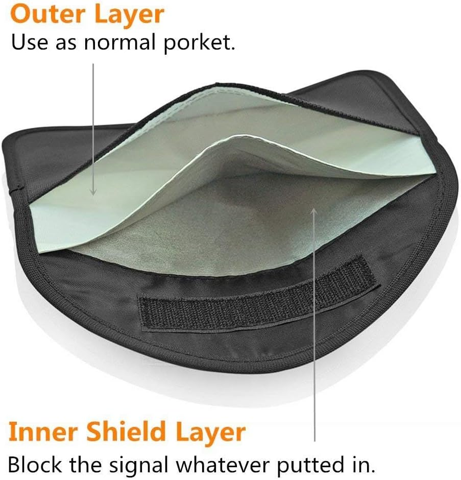 Faraday Bag(2 Pack),Rfid Signal Blocking Bag Shielding Pouch Wallet Case for Cell Phone Privacy Protection and Car Key FOB, Anti-Tracking Anti-Spying（Black） image number 5