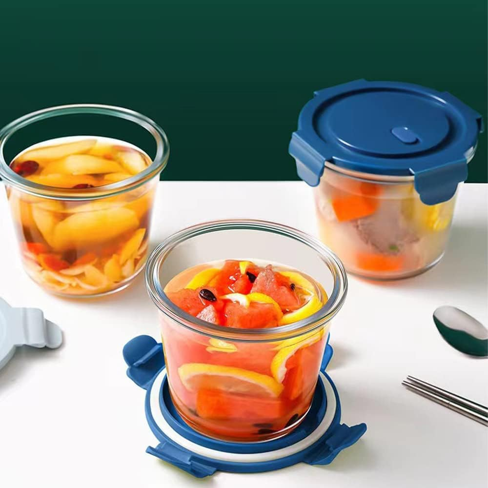 4 Pack Glass Meal Prep Containers with Airtight Lids, Leak-Proof Soup Stew Food Storage & Meal Prep Container, Reusable Glass Soup Containers Overnight Oats Containers for Leftover, Soup, Fruit image number 4