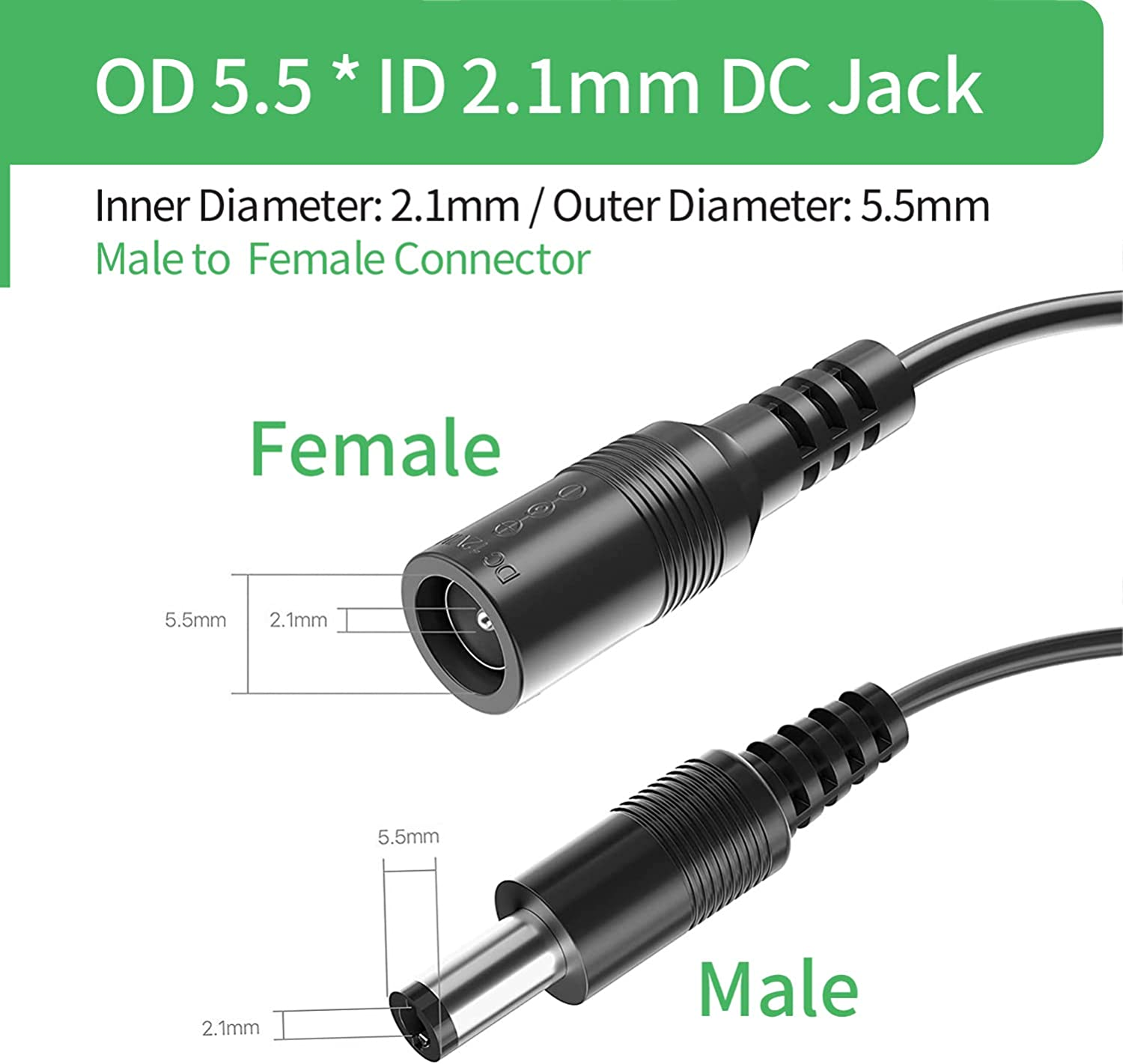 2Pack 1 to 4 Way DC Power Splitter Cable Barrel Plug 5.5Mm X 2.1Mm for CCTV Cameras DVR LED Light Strip and More image number 3