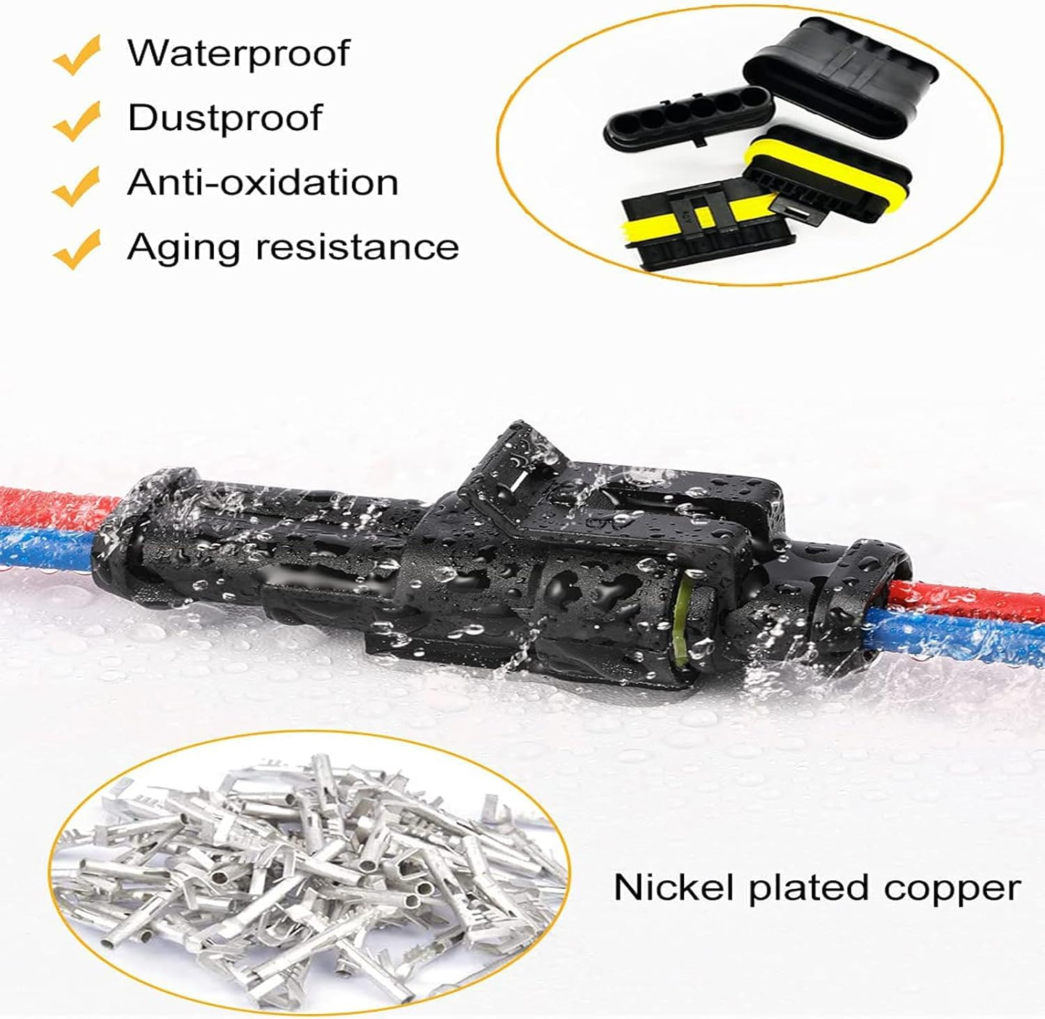 Waterproof Electrical Wire Connector, 352PCS Male and Female Wiring Connectors Kit, Electrical Connectors, for Electrical Connector 1/2/3/4 Pin Connector, for Vehicles & Marine