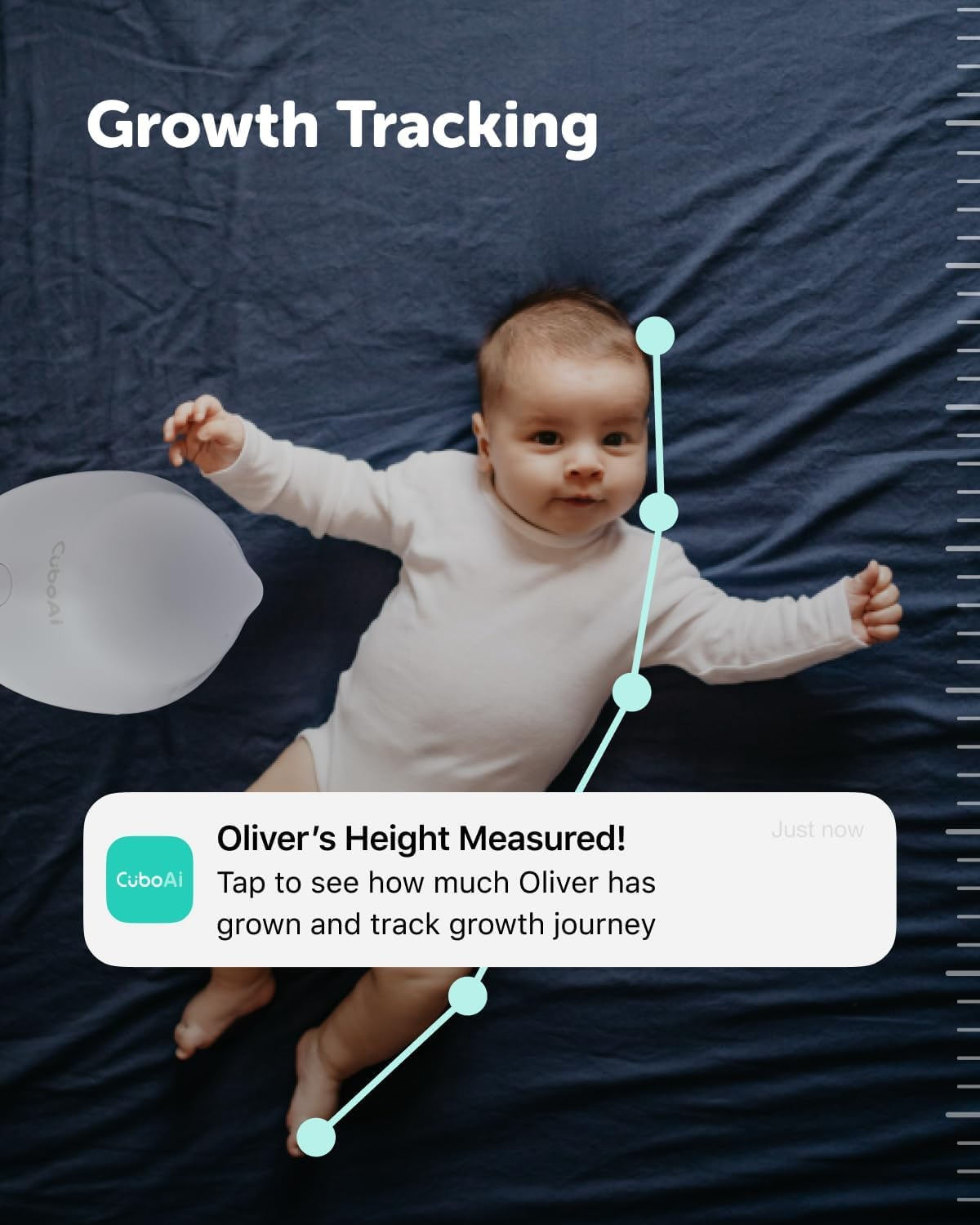 Cuboai New Model Smart Baby Monitor 3: Sleep Safety Alerts for Covered Face Rollover, True Cry Detection, 2.5K QHD Wifi Camera, Humidity Sensor, 2-Way Audio, App Control (Floor Stand Set)