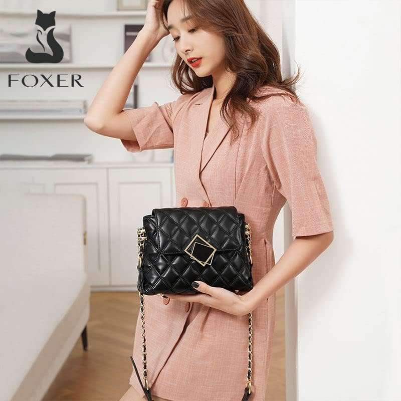 Leather Ladies Shoulder Bag, Leather Large Capacity Mobile Phone Bag, Fashion Messenger Bag Chain Bag, Black, 23*7.5*18Cm image number 1