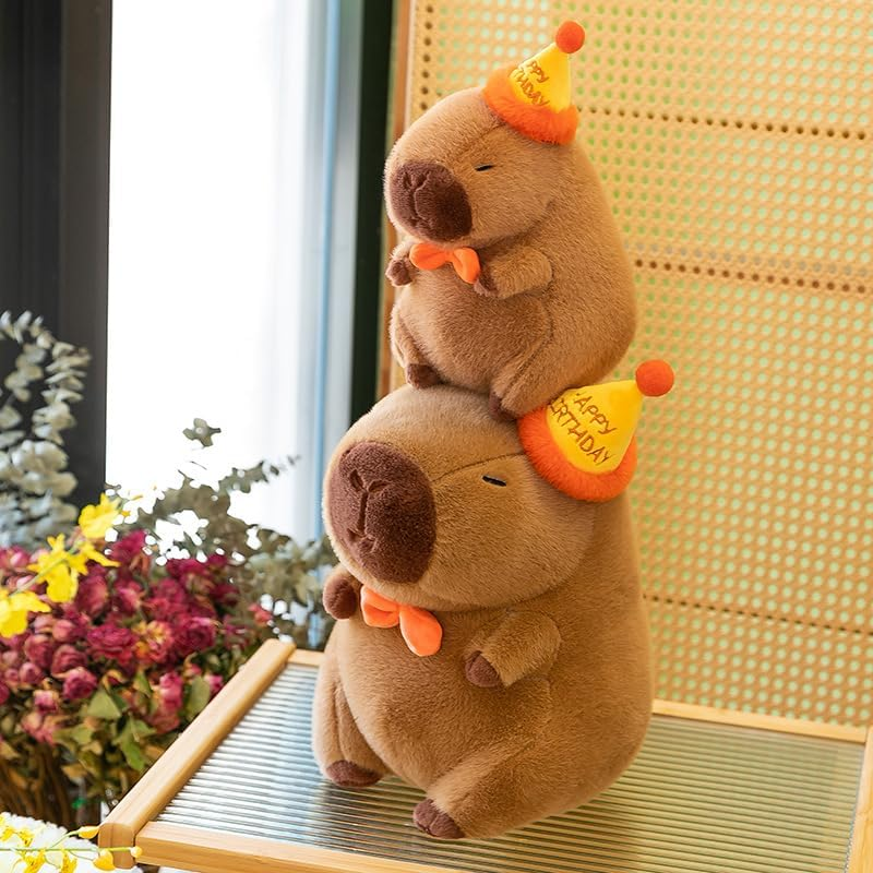 Cute Birthday Capybara Plush, 12-Inch Kawaii Stuffed Animal Soft Toy, Birthday Gifts, Party Decoration for Kids image number 2