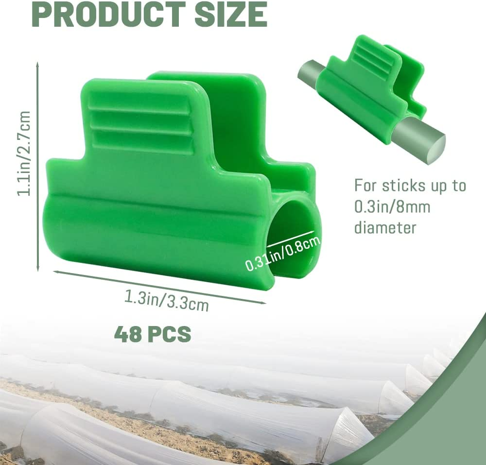 48Pcs Greenhouse Clamps, Greenhouse Clips, Film Row Cover Netting Tunnel Hoop Clip, Frame Shading Net Rod Clip for Garden Hoops, Grow Tunnel, Support Frame, 8Mm/0.31In image number 3
