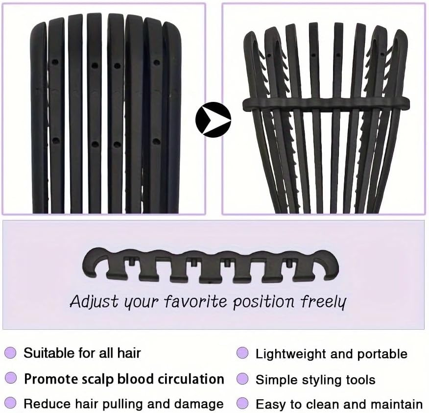 Detangling Hair Brush with Eight-Row Design, Anti-Static Styling, Easy Glide Technology, Black image number 2