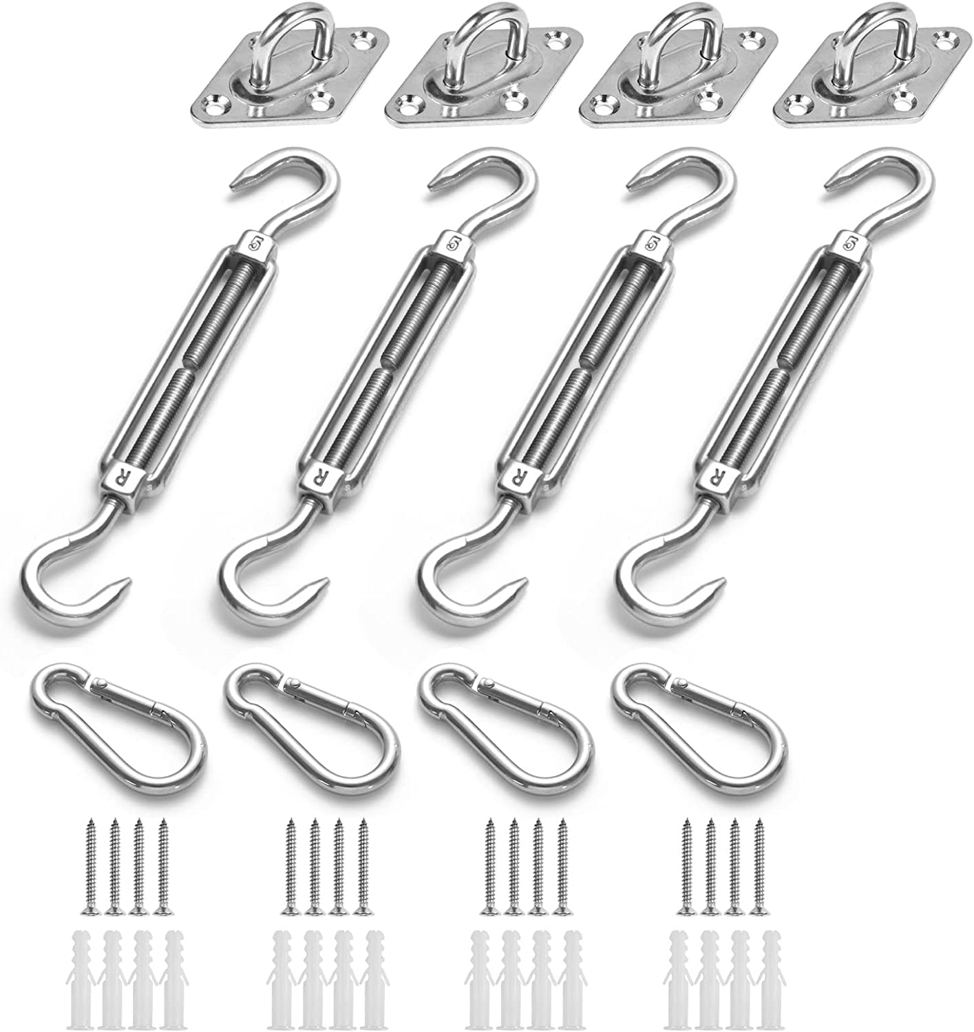 HOMPER Awning Attachment Set, Heavy Duty Sun Shade Sail Stainless Steel Hardware Kit for Garden Triangle and Square, Rectangle, Sun Shade Sail Fixing Accessories