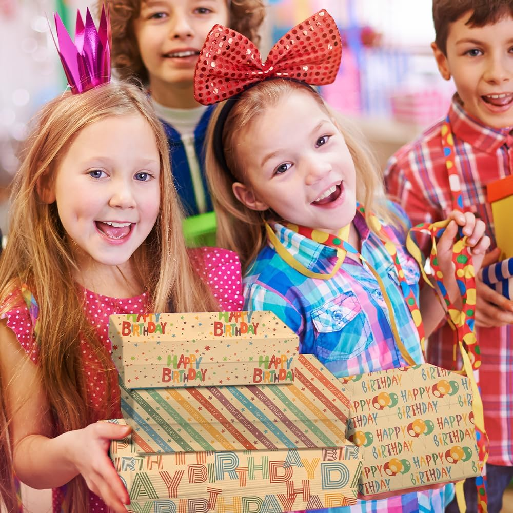 Rugwioyu 12 Sheets 20X27In Birthday Wrapping Paper Roll 4 Style Funny Gift Wrapping Supplies image number 2