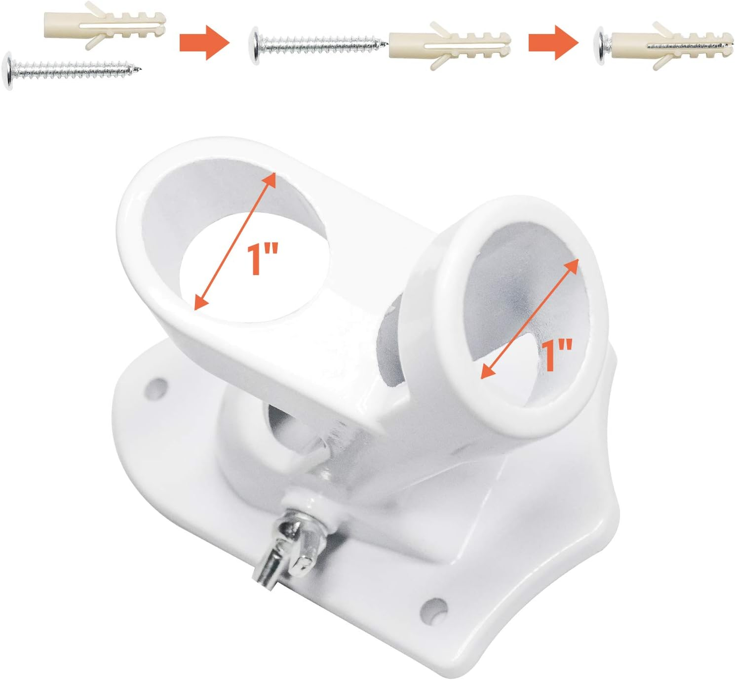 Valuehall Flag Pole Holder Aluminum Alloy Flag Pole Bracket Wall Mounted Flagpole Bracket with 2 Positions for 1 Inch Flag Pole V1A08 (White) image number 4