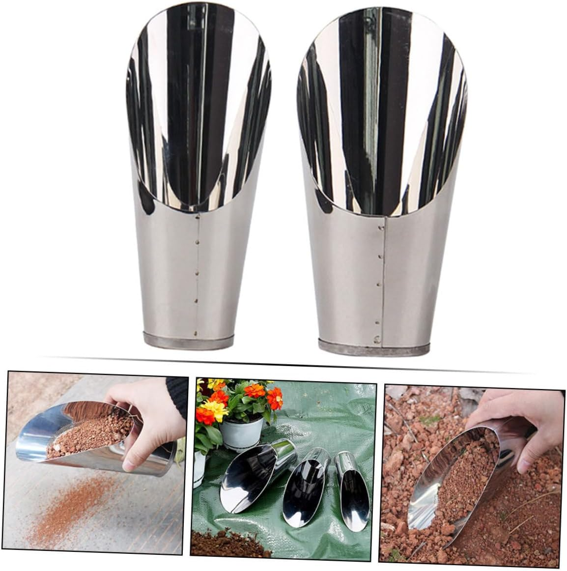 2Pcs Portable Soil Shovel Cup Garden Tool Potting Scoops Lightweight Gardening Cup for Bonsai Planting Spoon image number 6