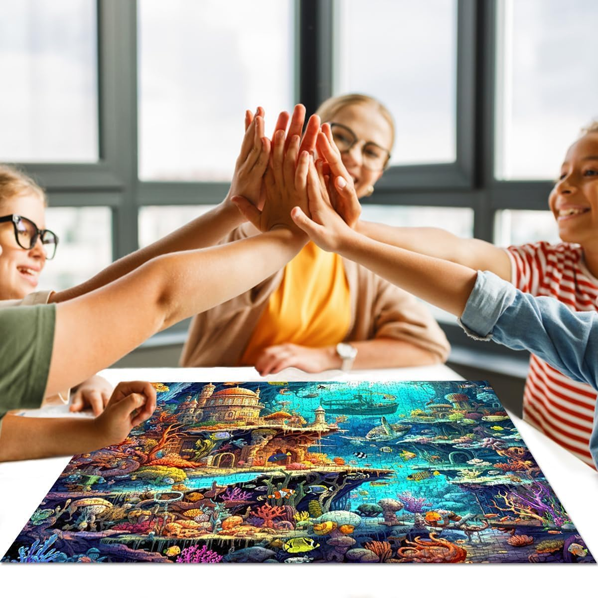 Jigsaw Puzzles for Adults 1000 Pieces, Interlock Perfectly Letter on Back No Dust, Home Decor Birthday Gift Toy for Men Women Elders Seniors, 1:1 Poster - Whimsical Undersea image number 3