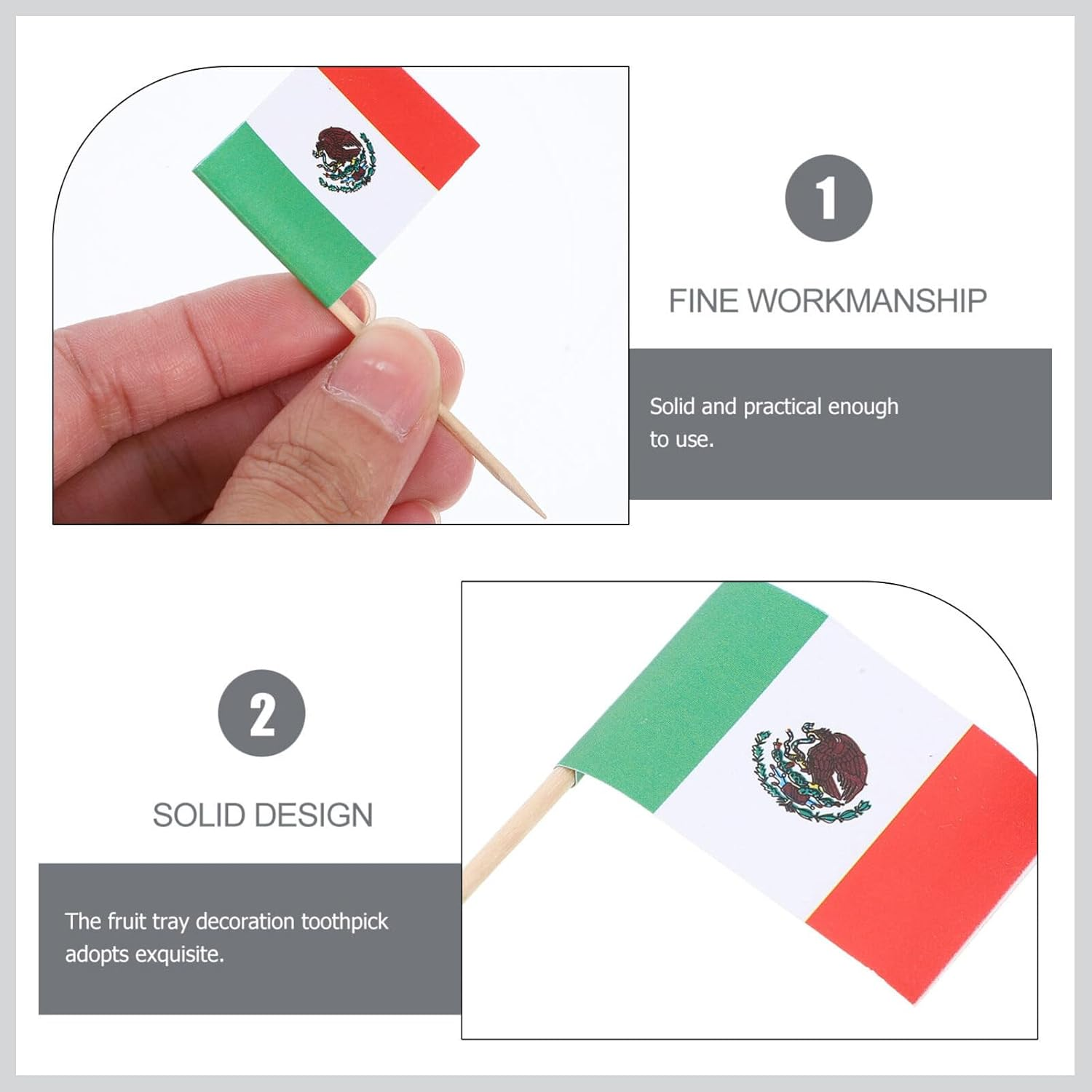 100Pcs Fruit Plate Decoration Wine Stick Mexico Flag Picks Decorative Fruit Toothpicks for Cupcake Dessert Party - Multi 2 image number 3