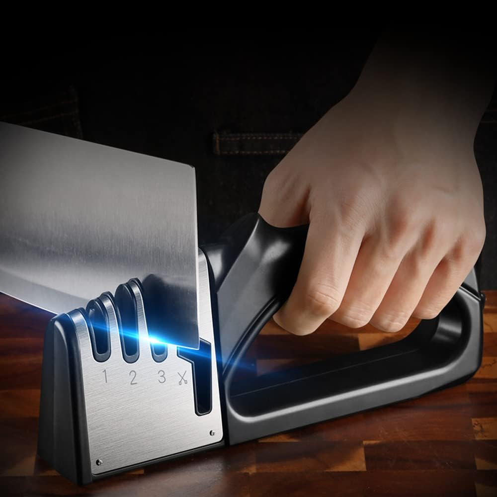 4-In-1 Kitchen Knife Sharpener,Stable Non-Slip Base,Really Works for Ceramic and Steel Knives, Scissors.It Can Play a Great Role in the Tool Room or Kitchen image number 5