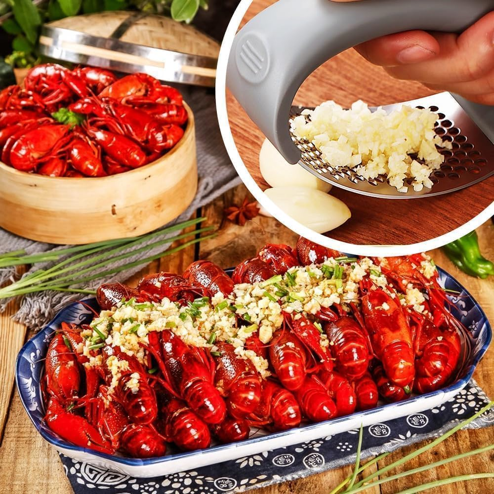 2 PCS Garlic Press Rocker, Garlic Mincer Stainless Steel Garlic Crusher Squeezer Slicer Mincer Chopper Kitchen Gadget with Ergonomic Handle image number 4