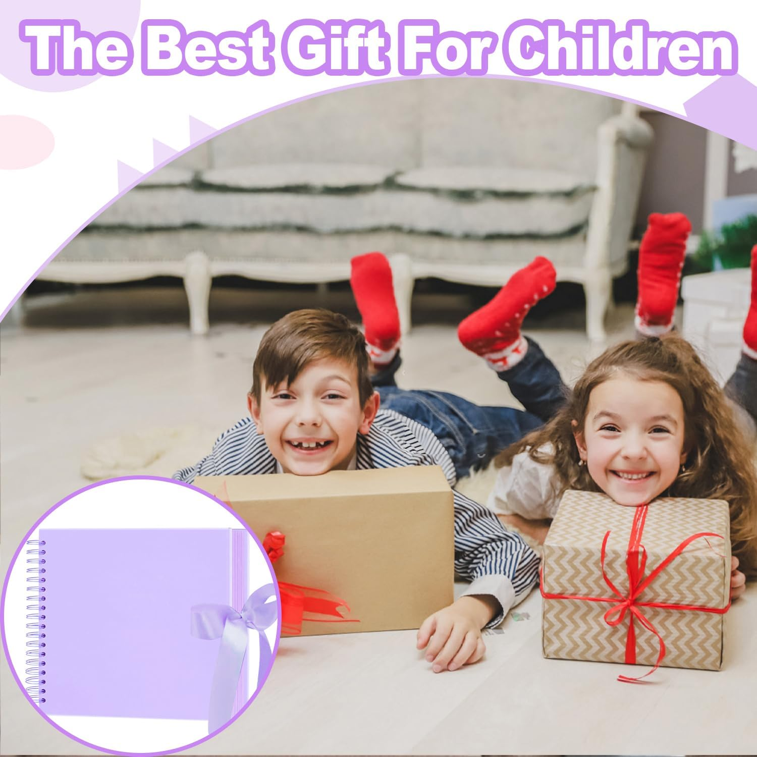 Scrapbook Photo Album, 8-Inch Personalized Photo Book, DIY Memory Album with 3 Album Stickers, Square Hardcover Scrapbook for Wedding, Babies and Anniversaries, 20 Sheets image number 3