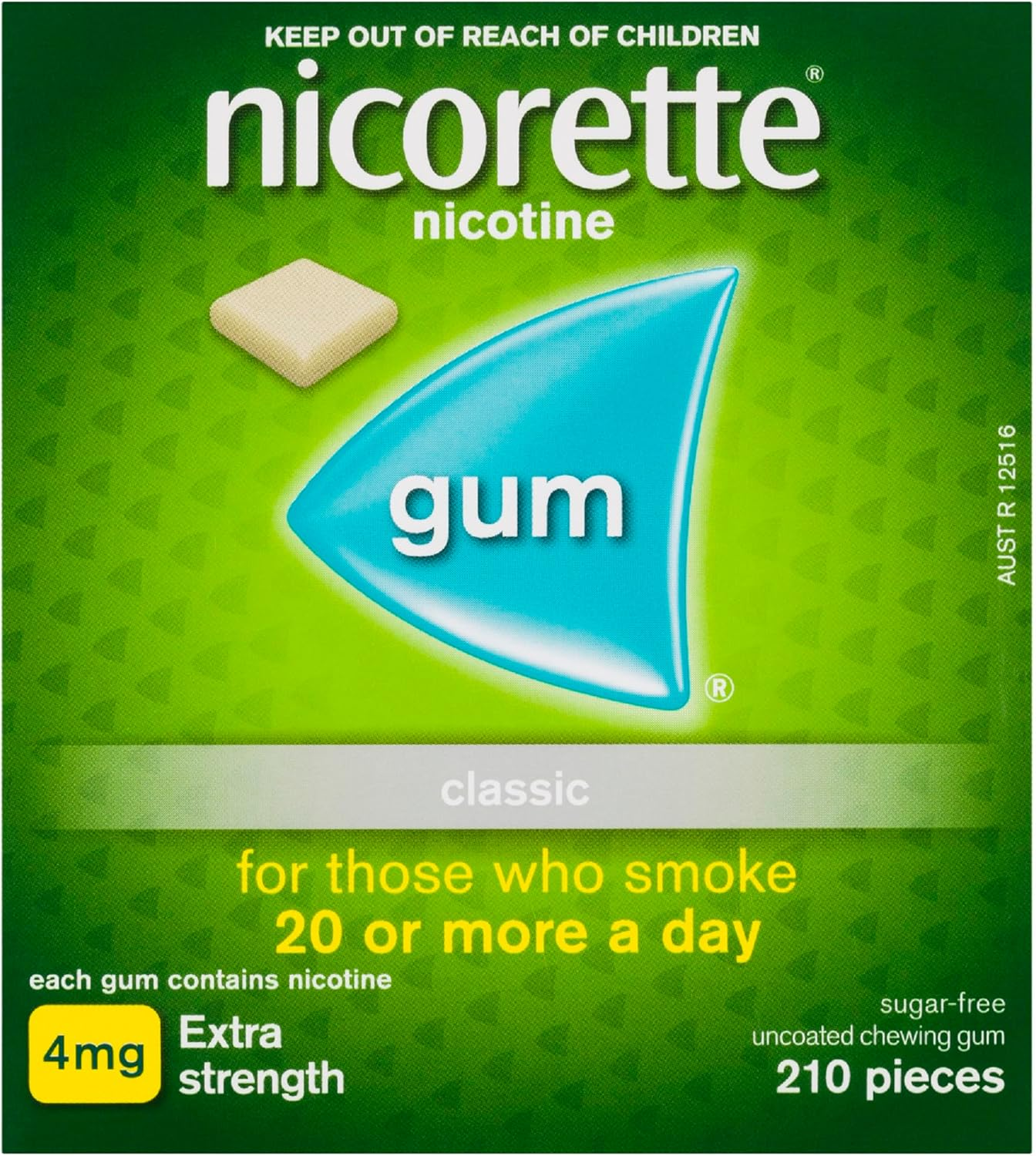 Nicorette Quit Smoking Extra Strength Nicotine Gum Classic 210 Pack