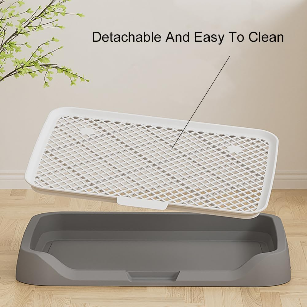 TOMVAES Washable Dog Toilet, Potty Pad Holder with Urinary Column, Convenient Durable Pet Tray for Indoor Pet Toilet Training, Grey 46 X 35 X 5 CM