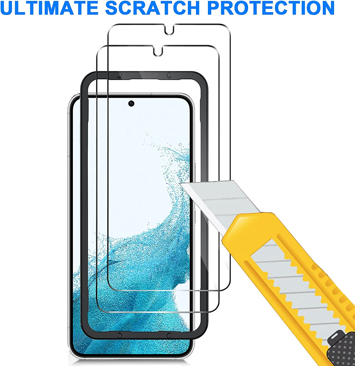 [2 Pack] for Samsung Galaxy S22 Screen Protector 9H Hardness Premium Tempered Shatterproof Glass Screen Protector Film for Samsung Galaxy S22 5G