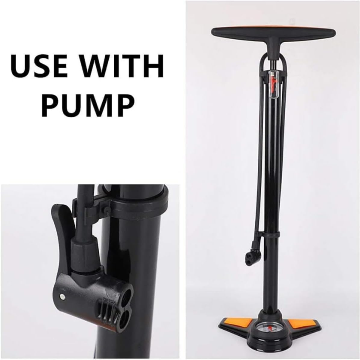 WADY 2 Pieces Inflator Nozzle Double Pump Head Dual Nozzle Valve Thread Connector Tire Air Inflator Replacement Mouth Adapter with Extension Horse Tube for Bicycles and Electric Bicycles image number 6