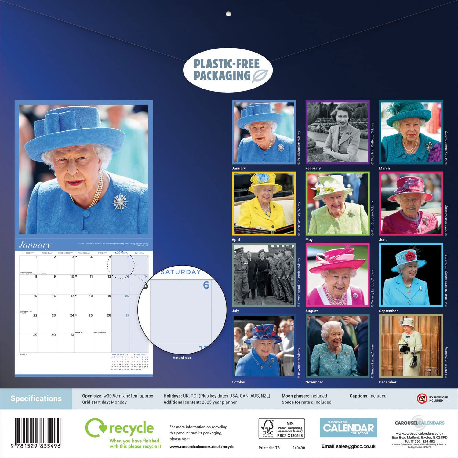 Queen Elizabeth II 2024 Calendar: Original Carousel-Kalender [Mehrsprachig] [Kalender] image number 1