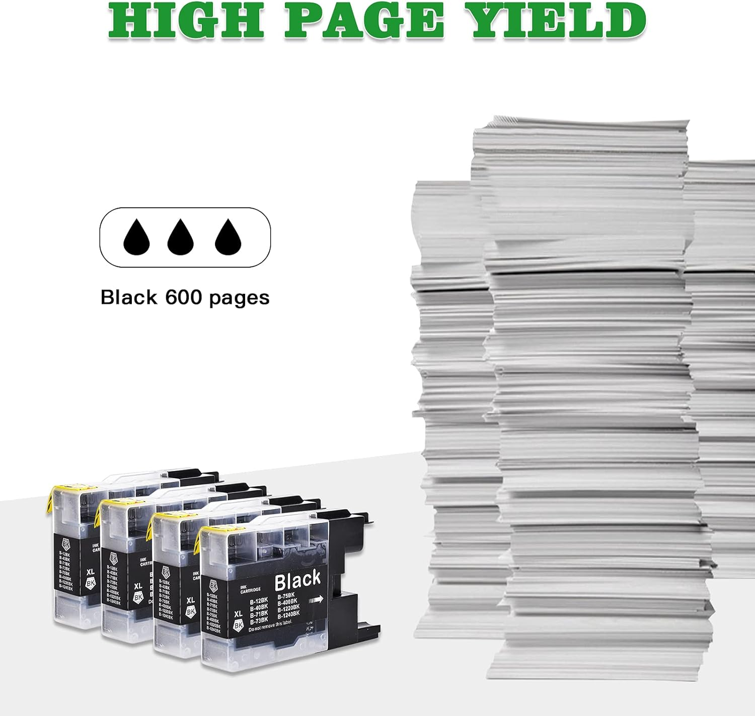 4 Pack Compatible with Brother LC75 LC71 Black Ink Cartridges LC-71BK LC-75BK Ink Cartridges LC71BK LC75BK for Use with Brother MFC-J280W, J425W, J430W, J435W, J5910DW, J625DW, J6510DW, J825DW, J835DW image number 3