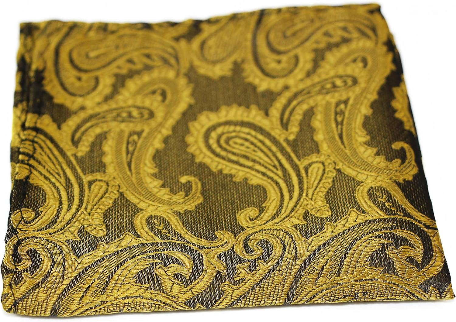 Mens Mustard & Black Paisley Pocket Square Mustard/Black image number 2