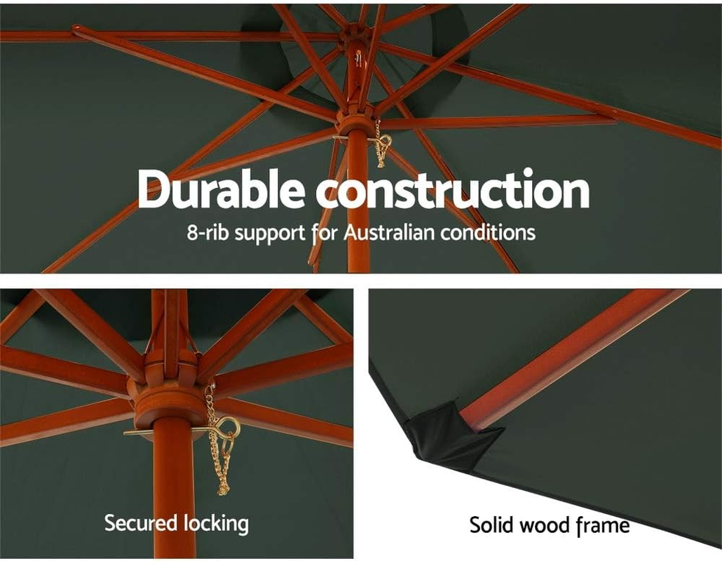 Instahut Umbrella Outdoor Pole Umbrellas Stand Sun Beach Garden Deck Charcoal 3M image number 5