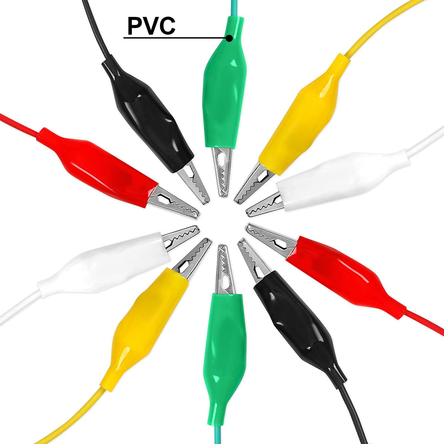 Romeda 20Pcs Electric Alligator Clips, 21.5 Inch 5 Color Test Lead with Alligator Clips, Stamping Jumper Wires for Electrical Testing, Circuit Connection, Experiment image number 2