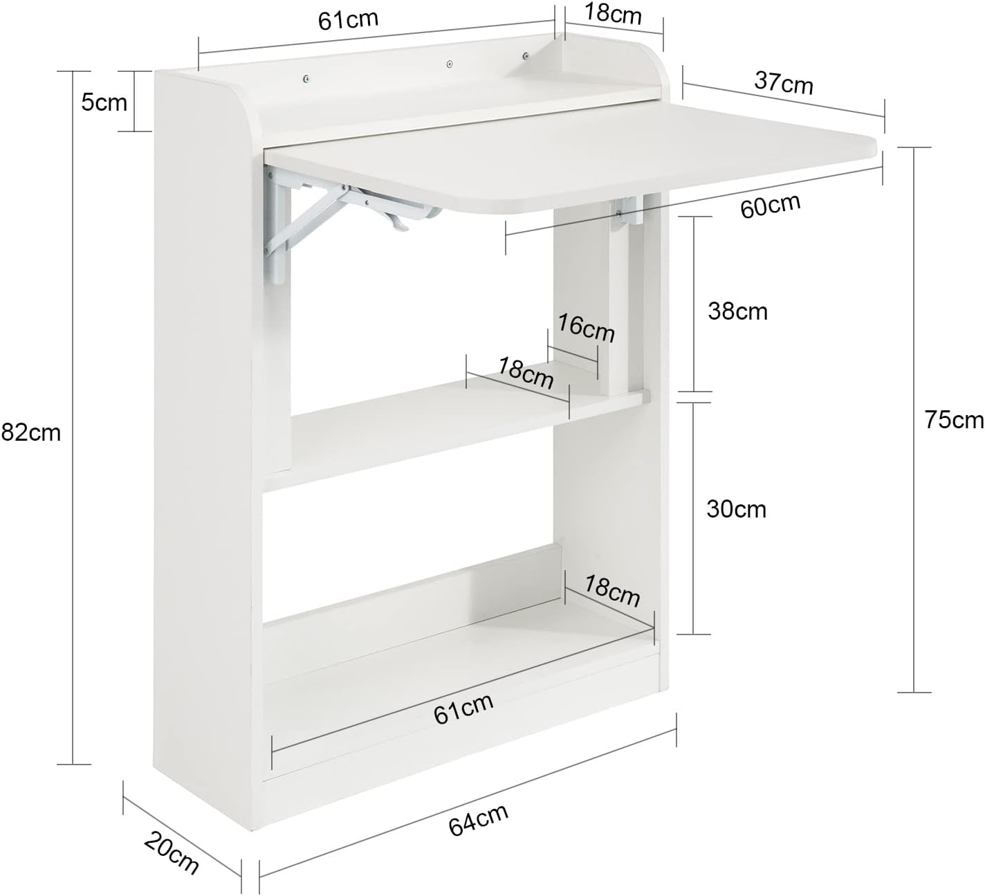 Sobuy Foldable Desk Computer Desk Workstation with Storage Shelves, Home Office Folding Table Desk FWT92-W