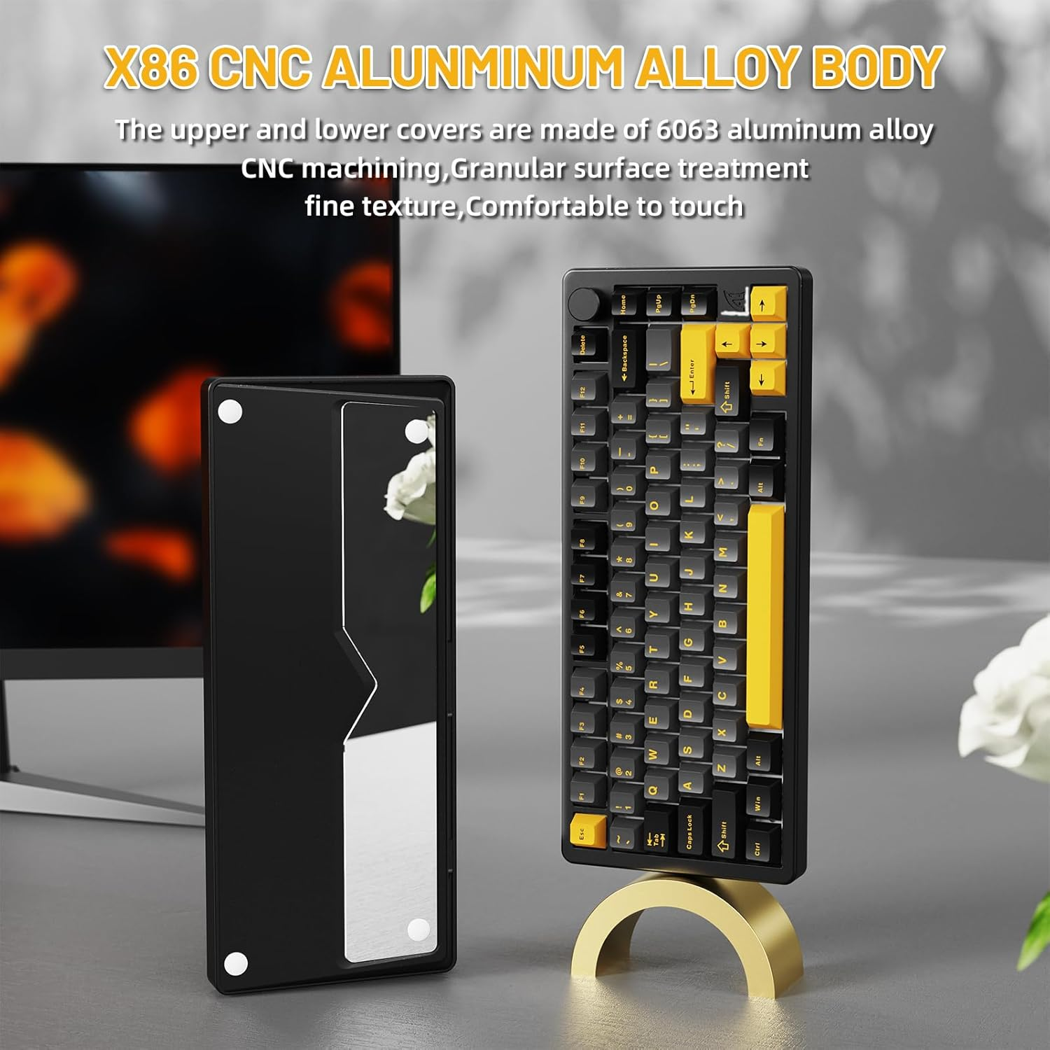 ATTACK SHARK X86 75% Wireless Gasket Mechanical Keyboard with Knob, CNC Aluminum Turd, 3 Mode Connectivity,82 Key Hot Swappable,Custom Linear Switches RGB Gaming Keyboard for Win/Mac/Linux-Star Black - Star White image number 5