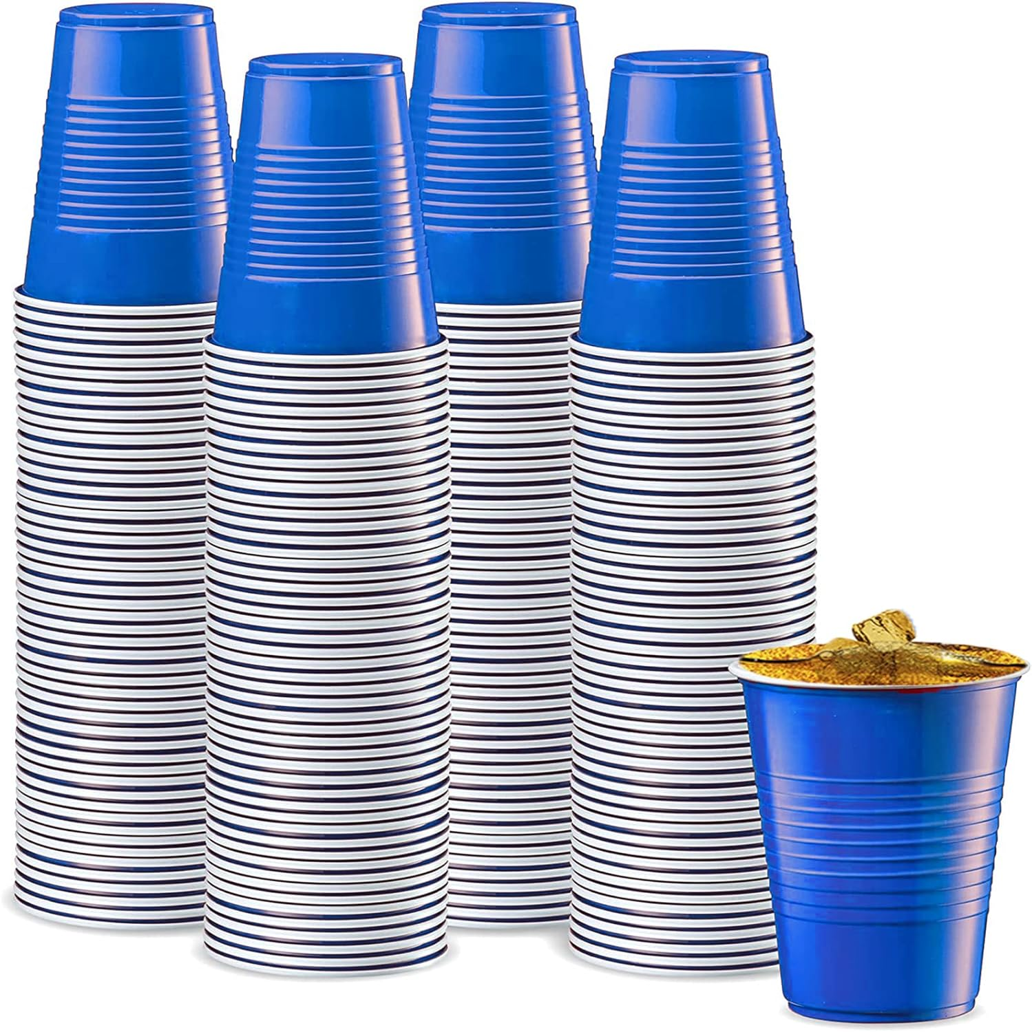 Party Cup Set, 50 Pong Cups 500 Ml/16 Oz, Party Cups Red and Blue, Repeatable Cups for New Year, Christmas, Camping, Wedding (Red)