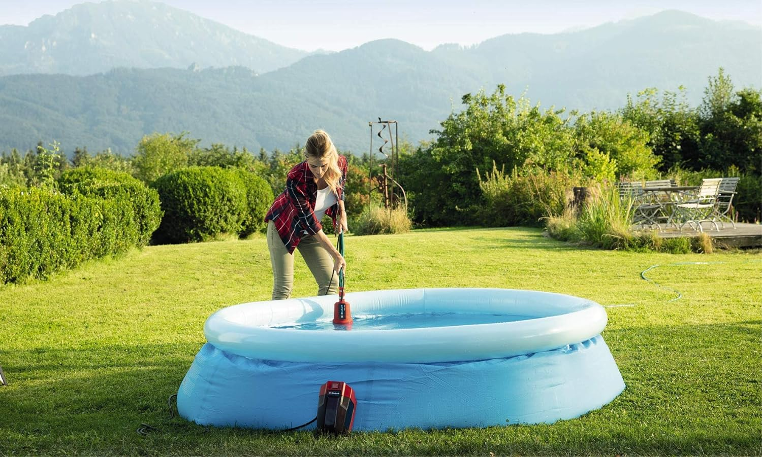 Einhell GE-SP 18 Li-Solo Power X-Change Battery-Powered Clear Water Pump Lithium-Ion 18 V Maximum Discharge Head 8 M Max. 5,000 L/H 5 M Connection Cable without Battery and Charger image number 1