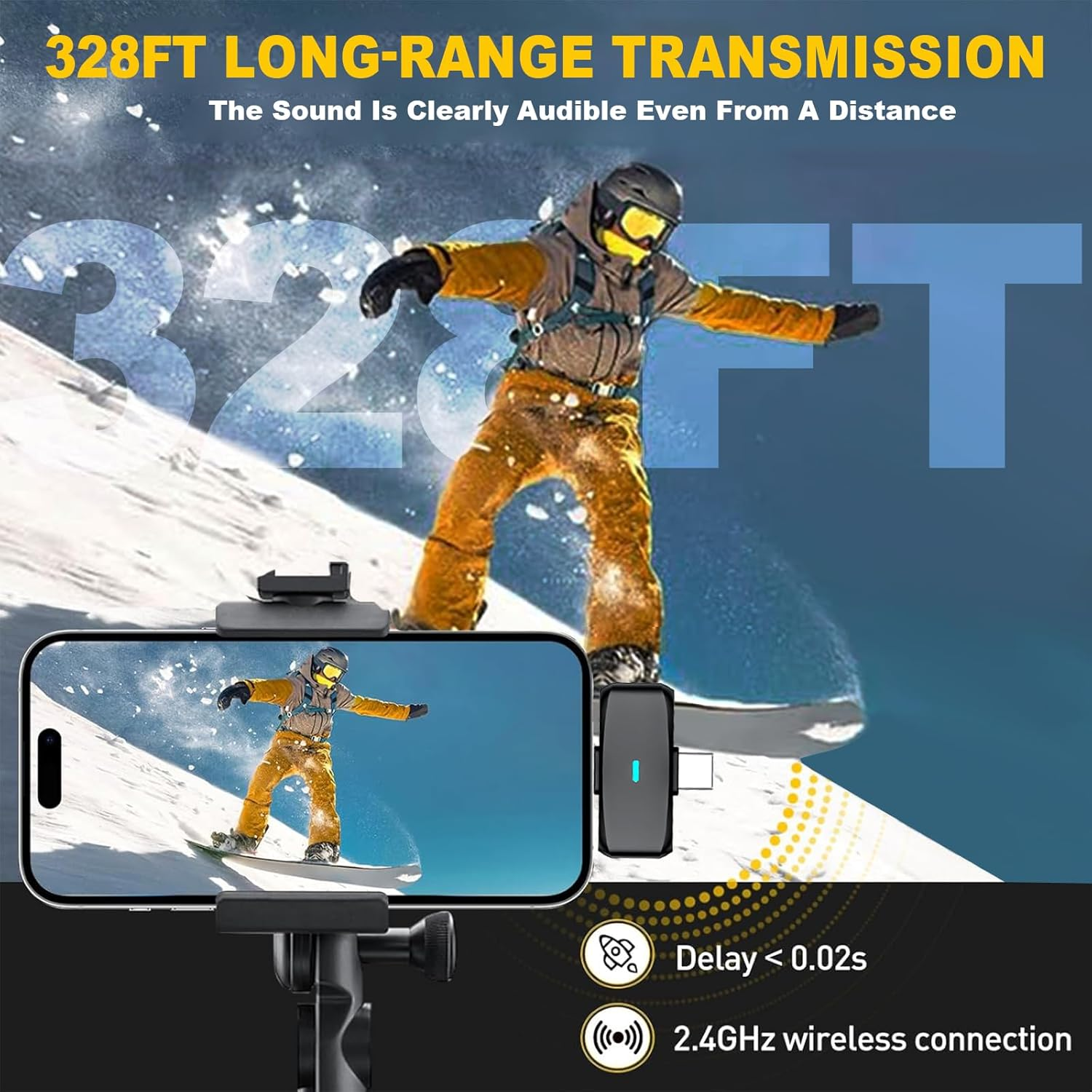 Wireless Lavalier Microphone for Iphone/Android, Magnetic Clip Lapel Microphone with Charging Case, Noise Cancelling Wireless Microphone, 328Ft Range, Mini Condenser Microphone for Stream Vlog Tiktok image number 2