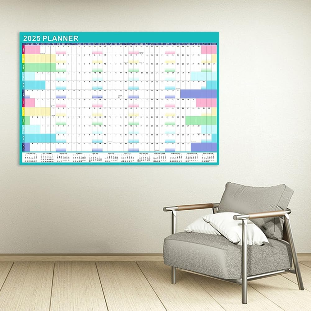 Geli 2025 Year Wall Planner Large 60X90Cm Laminated Wall Calendar with Stickers and Dry Wipe Pen image number 3