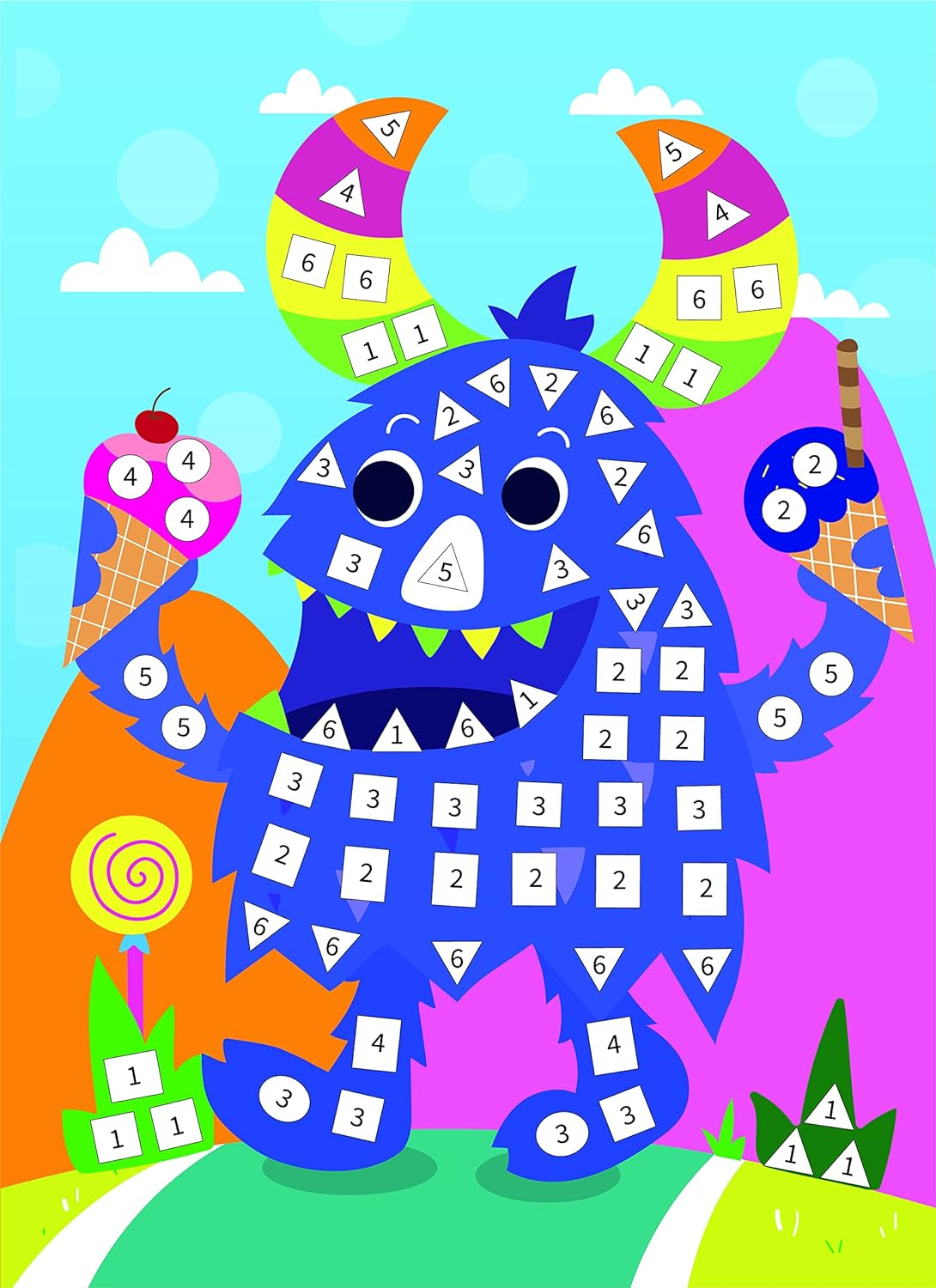 C.S. Kids Magic World Mosaic - Funky Monsters |Crafts Gifts | Educational Glitter Mosaic image number 2