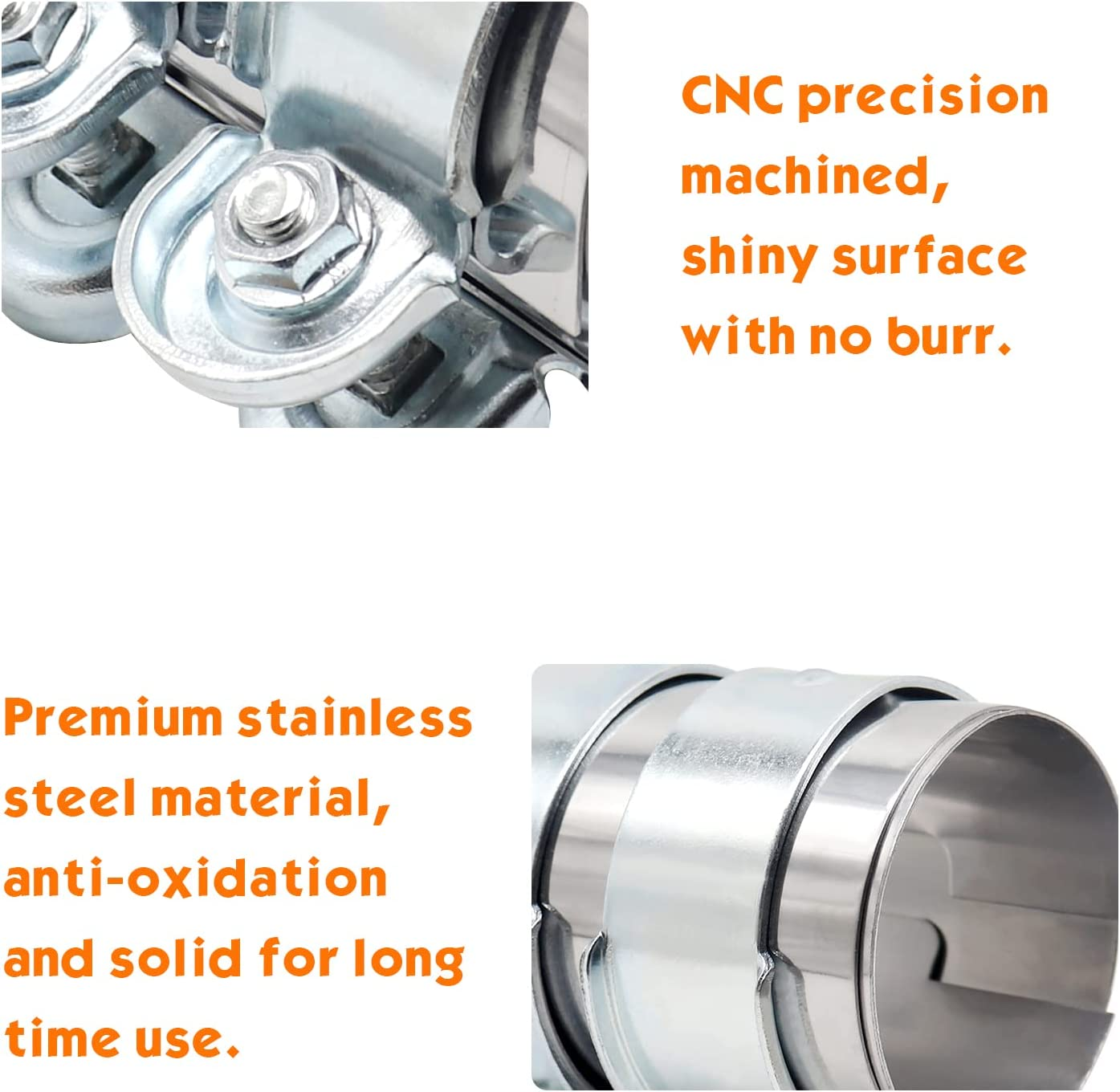 Exhaust Clamp Worthplanet Car Exhaust Pipe Clip Tail Throat Hoop Exhaust Pipe Clamp Universal Stainless Steel Turbo Exhaust Band Clamp Muffler Pipe Connector for Car Exhaust Systems W120059 (2.5In)