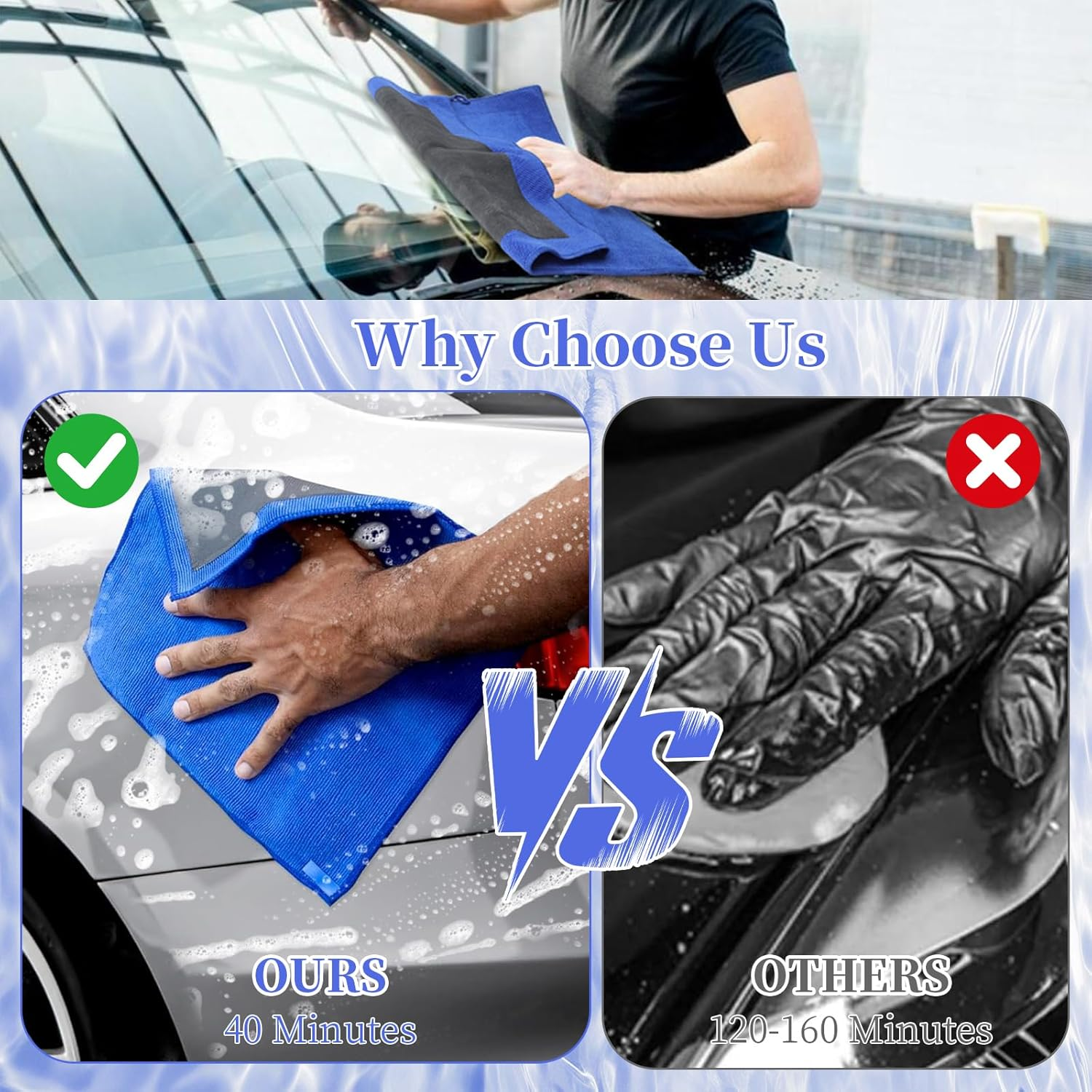 Magic Clay Car Wash Towel, Reusable Car Beauty Cleaning Cloth, Deep Cleaning Towel for Vehicle Paint, Glass, Windows & Headlights, Quick & Effortless Stubborn Contaminant Removal (Purple) - Yellow image number 7