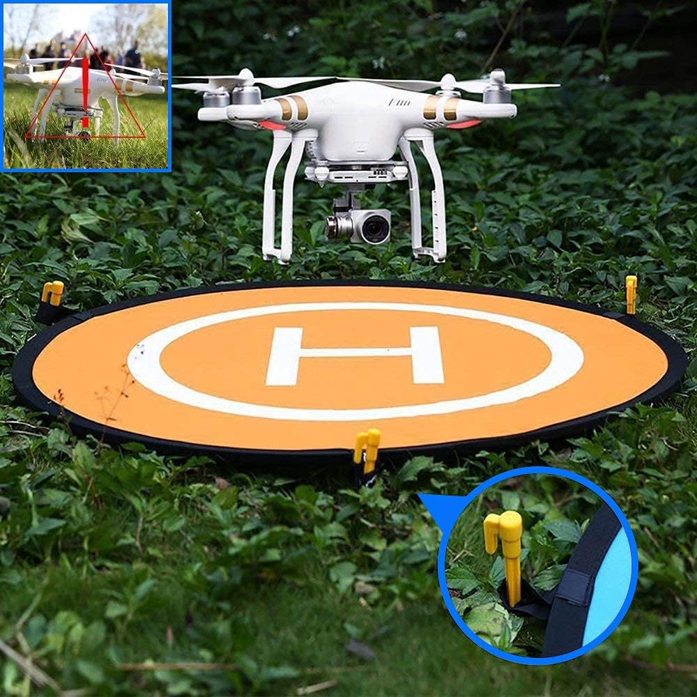 Drone Landing Pad 75Cm/30Inch by MMOBIEL &ndash; Universal Waterproof Pad Double-Sided &ndash; RC Drones Quadcopter Landing Mat &ndash; Universal Compatibility with DJI, Hubsan, Etc. &ndash; Incl. Reflection Tape and Pins image number 2