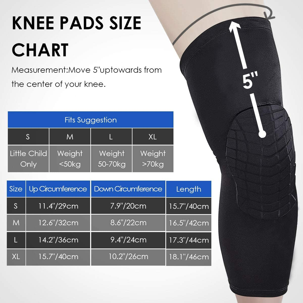 O-Best [Upgrade Version Basketball Knee Pads, Compression Kids Adult EVA Pads Crashproof Volleyball Long Leg Knee Sleeves Protector Gear image number 3